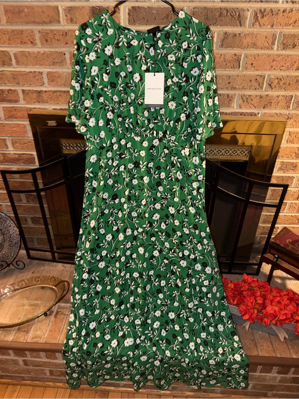 Who What Wear Green Floral Midi Dress